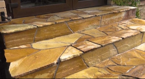 Плитняк златолит жёлтый золотистый для отмостки купить в Владивостоке